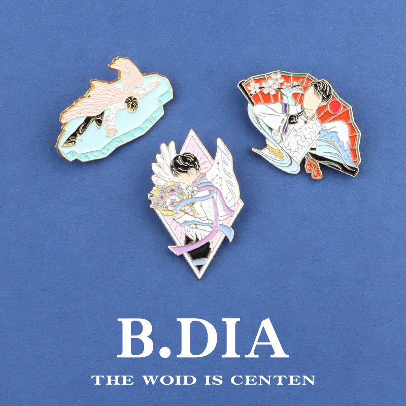 创意花样滑冰羽生结弦胸针原创设计合金徽章勋章别针学生包包配饰