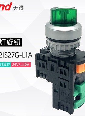 天得TEND旋扭220V带灯TN2IS27G-L1A-2A二档2选择转换电源开关22mm