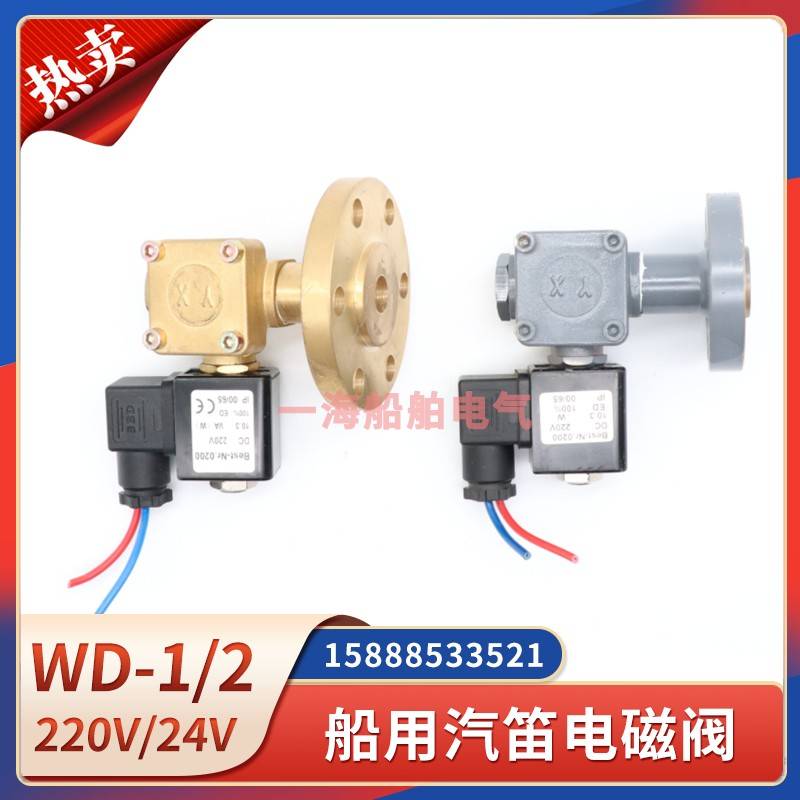 船用汽笛雾笛电磁阀WD-1/WD-2空气气笛带线圈1A2A防水220V24V110V