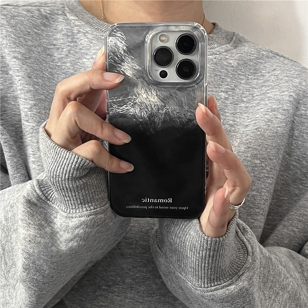 简约黑色渐变适用苹果16promax手机壳iPhone14简约高级13新款12女pro小众11plus冰川个性x全包防摔xs手机硬壳