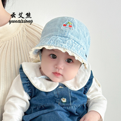 婴儿遮阳帽子薄款牛仔花边鸭舌帽