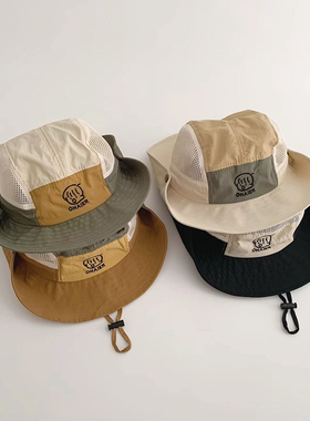 儿童防晒帽夏季新款ins男童速干渔夫帽户外登山遮阳女童帽子大檐5