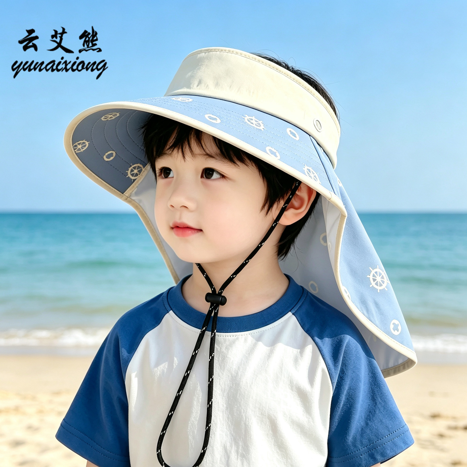 云艾熊夏季儿童空顶防紫外线护颈图片