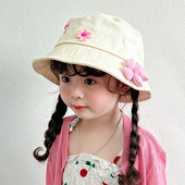 女童渔夫帽子春秋季 甜美公主水桶防紫外线 4宝宝遮阳防晒5盆帽韩版