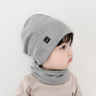 秋冬纯棉儿童帽子套装保暖防风宝宝帽子围脖两件套韩系百搭婴儿帽