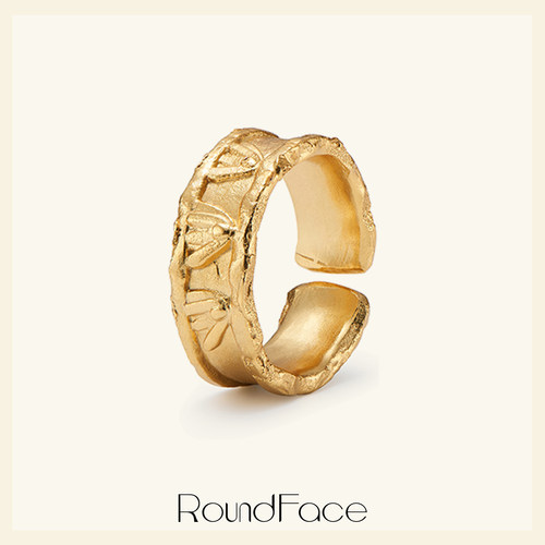 RoundFace24SS浮雕手工宽戒
