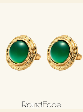 特卖品RoundFace x COINK月下原创高级感小众祖母绿复古耳钉女