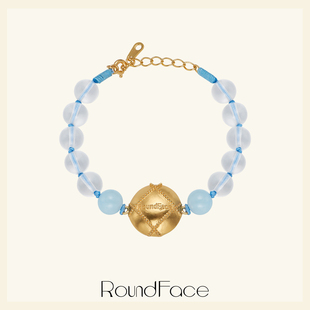 折扣款RoundFace天然白水晶海蓝宝星璇手链手串夏日蓝度假风饰品