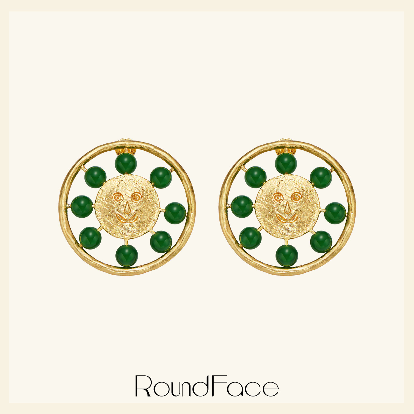RoundFace炼金术系列圆脸微笑祖母绿复古耳环法式纯手工度假女,饰品/流行首饰/时尚饰品新,银饰耳饰,淘宝优惠券,粉丝福利购,淘宝优惠卷