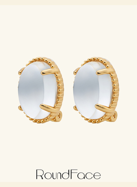 折扣款Roundface月光系列 天然白水晶耳夹女原创设计高级感耳环