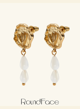 特卖品 RoundFace 24SS 金属贝母串联吊坠耳环日常气质款精致送礼