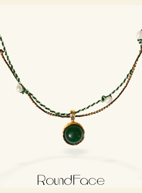 RoundFace诗篇系列绿⾊琉璃⽯⽴体项链⼿⼯礼物