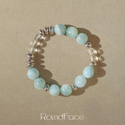 RoundFace【仲夏夜梦】度假感海蓝宝水晶串珠叠戴手串法式夏日