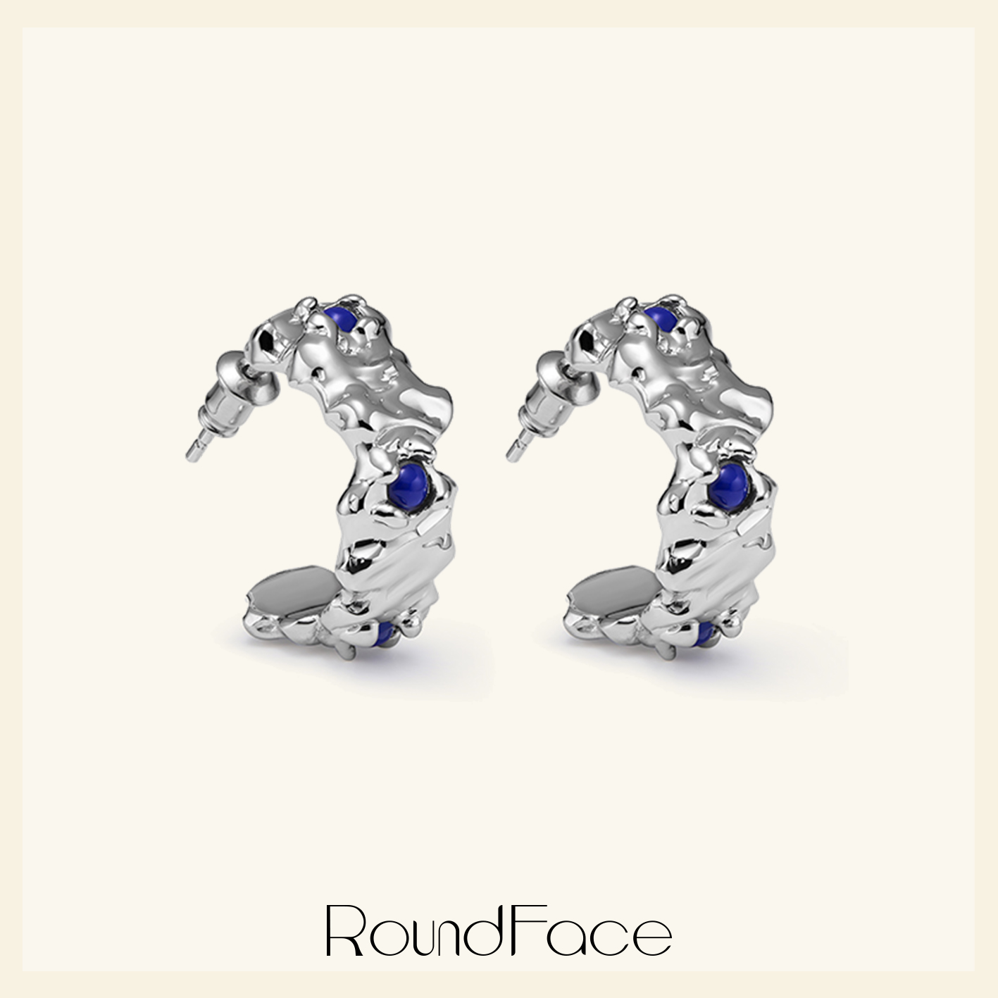 RoundFace小众18k金c形耳环
