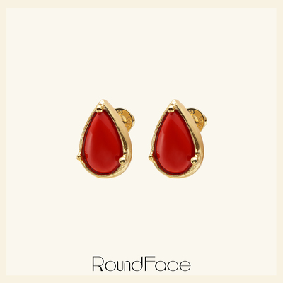 RoundFace炼金术系列水滴红宝石耳钉轻奢高级感配饰女银镀金法式