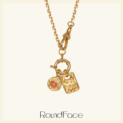 RoundFace炼金术系列情书项链爱心粉色金属项链法式复古送礼高级