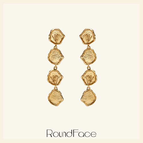 RoundFace24SS金属串链耳环