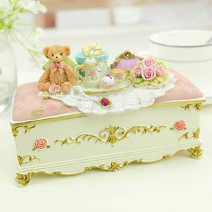 欧式 韩国韩式 复古 田园公主可爱小熊珠宝盒树脂饰品盒首饰盒 包邮