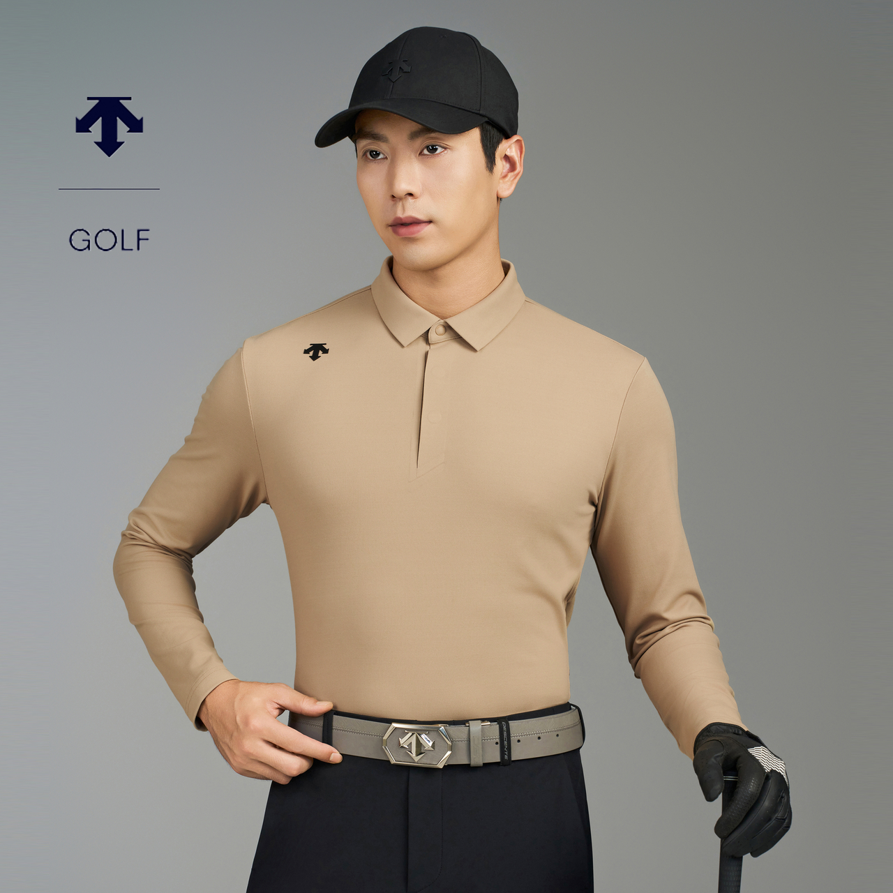 DESCENTEGOLF迪桑特高尔夫PRO系列男士长袖POLO衫弹力柔软