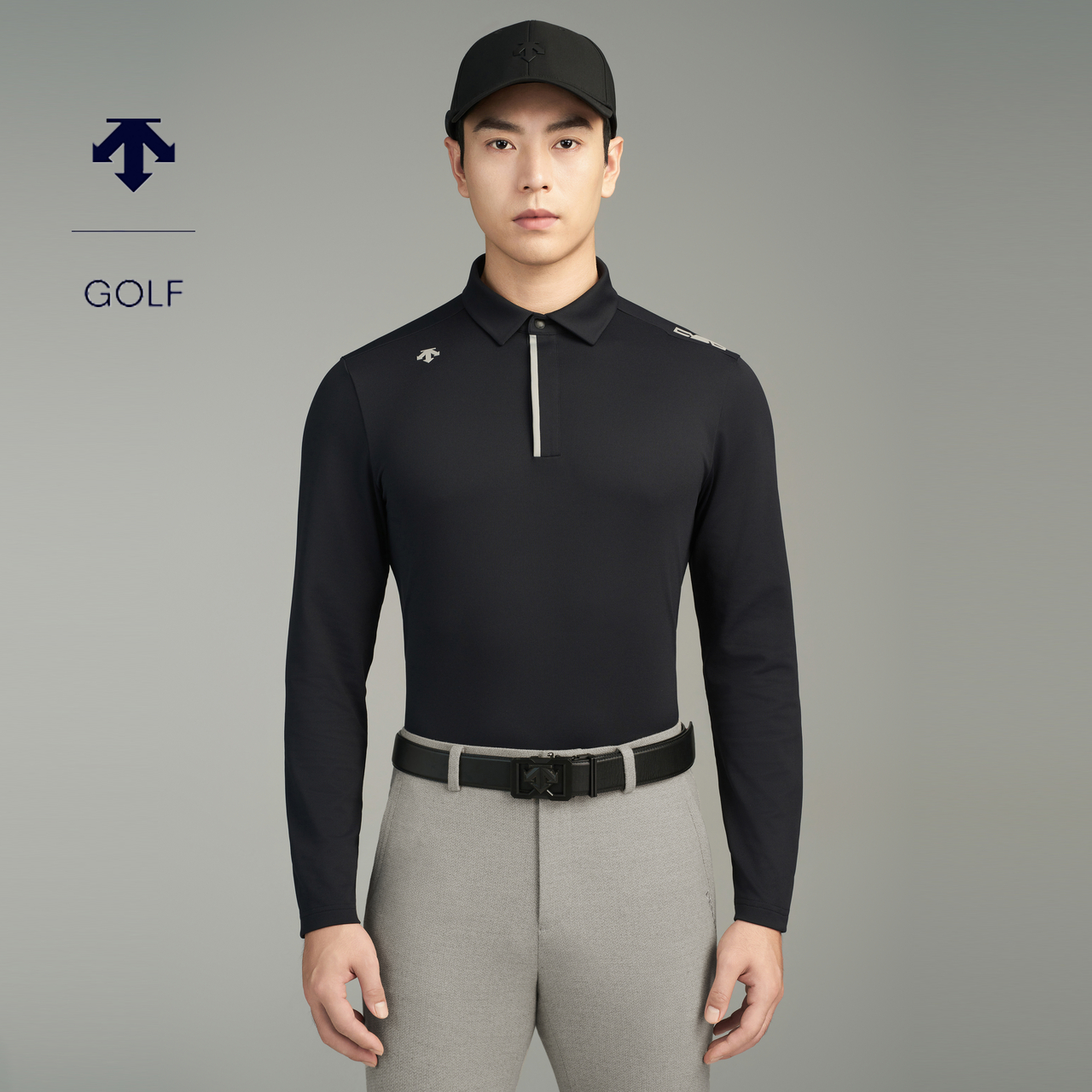 DESCENTEGOLF迪桑特高尔夫男士经典四面弹长袖POLO衫 新品