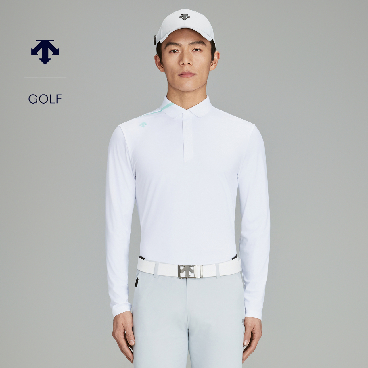 DESCENTEGOLF迪桑特高尔夫男士弹力防晒长袖POLO衫 春夏新品