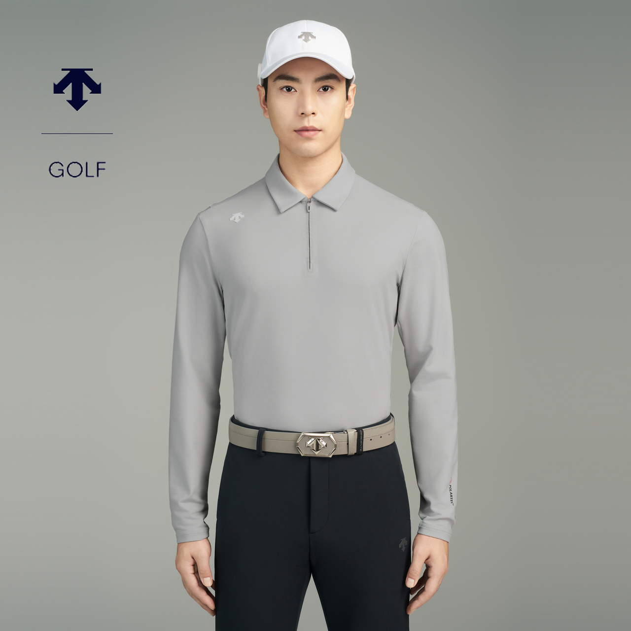 DESCENTEGOLF迪桑特高尔夫PRO男士半拉链弹力长袖POLO衫 春夏新品