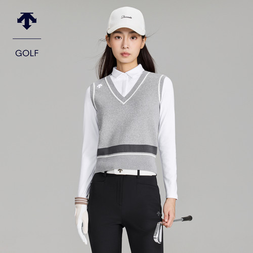 DESCENTEGOLF迪桑特高尔夫女士PRO针织拼接长袖POLO衫 早春新品