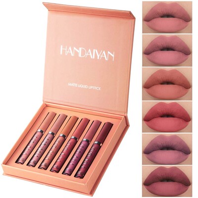 6 lip gloss set non-stick matte lip gloss set gift box