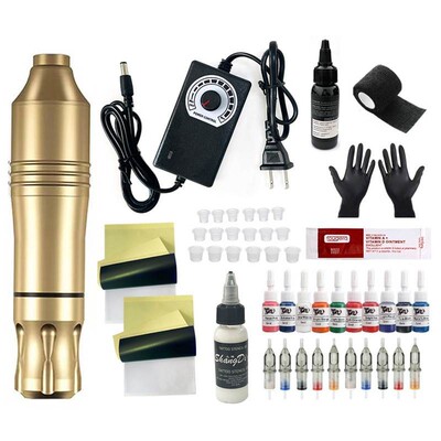Professional Wireless Rotary Tattoo Machine Kit with 10Pcs C