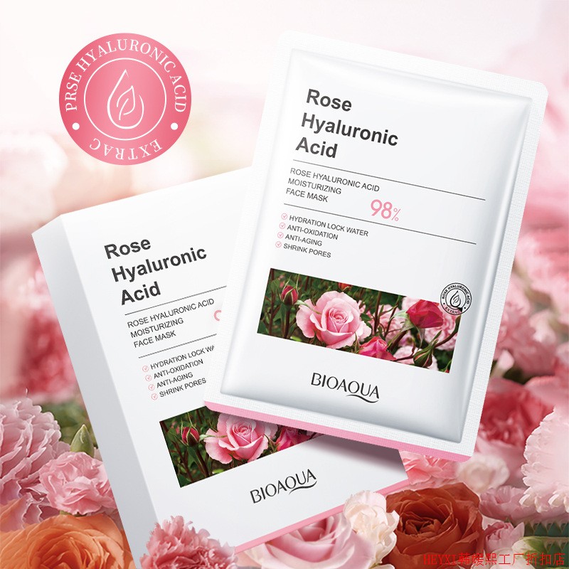 10pcs rose hyaluronic acid facial mask sheet anti aging