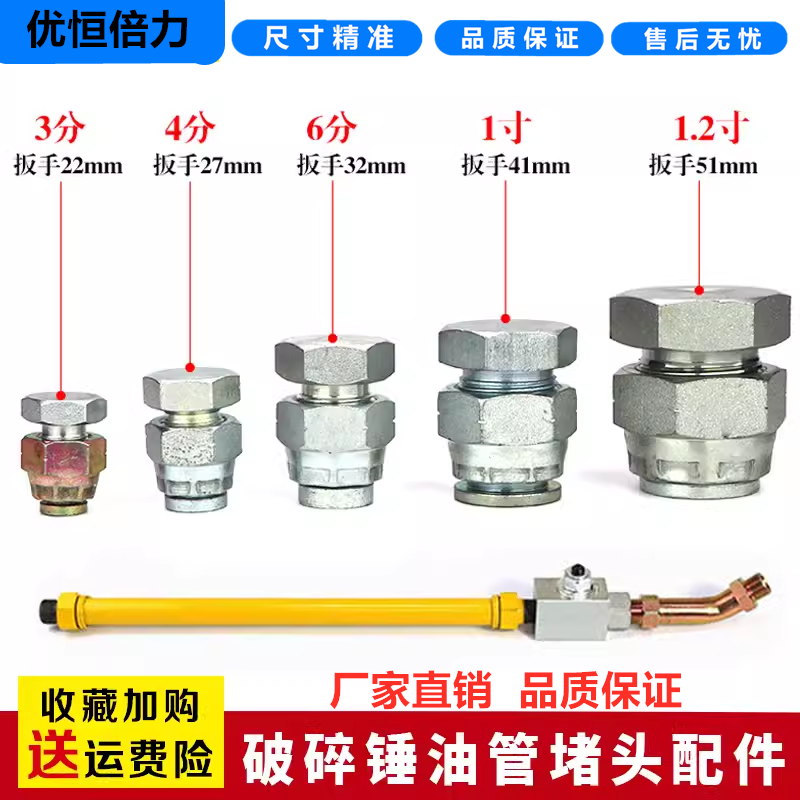 破碎锤68 75 100 140炮头油管堵头闷头 防漏油螺丝接头锤子挖掘机