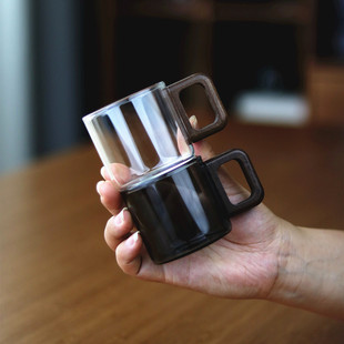 6只套装小茶碗 家用招待客人小茶杯带手把耐热玻璃品茶杯木柄茶盅