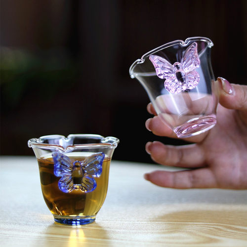 女神款蝴蝶手柄品茗杯玻璃主人杯