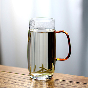 创意耐高温玻璃绿茶杯单个家用带把花茶杯水杯男女泡茶杯子玻璃杯