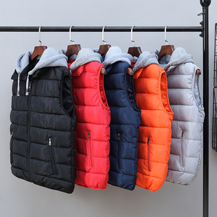 男式棉马甲冬季男装新款连帽棉坎肩背心外套工作服班服印字印LOGO