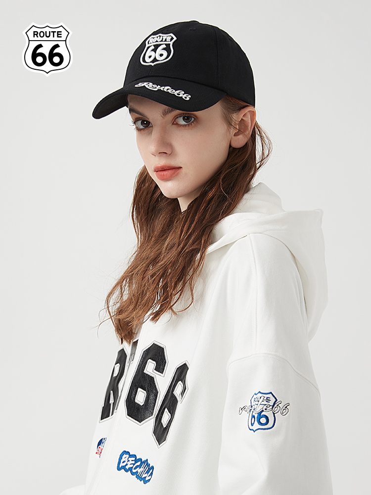 ROUTE66新品黑色刺绣棒球帽夏季显脸小大头围遮阳鸭舌帽男女同款