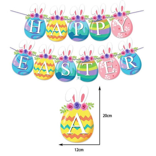 新品1pcb Happy Easter Decoration Rabbit Bunny Egg Shape Bann