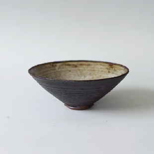 溪边工作室 作光 手工斗笠汤盘饭碗家用食器草木灰甜品水果盘子