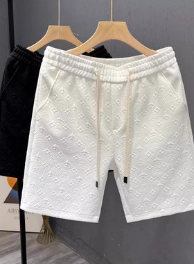 简约百搭白色短裤男款夏季外穿薄款沙滩裤男士宽松居家休闲五分裤