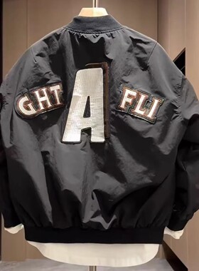 春秋新款男士夹克潮牌痞帅时尚外套潮流修身休闲百搭情侣款棒球服