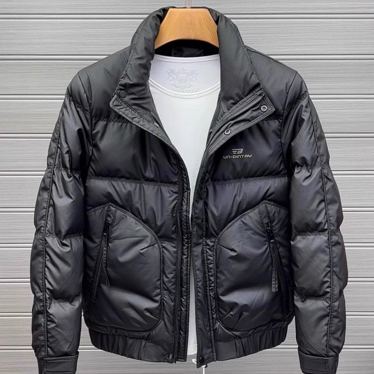 秋冬季新款男士拉链口袋立领棉服