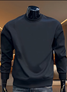 秋冬季新款潮牌韩版简约纯色内搭长袖卫衣男士潮流休闲圆领打底衫