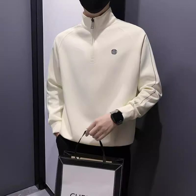 春秋季立领休闲百搭半拉链卫衣男