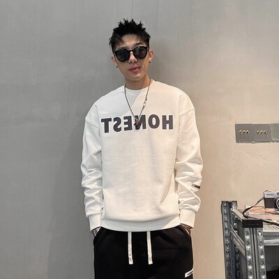 秋冬季男士简约字母印花圆领卫衣