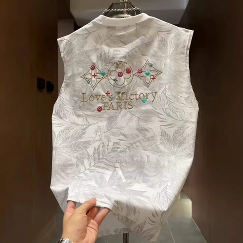 夏季新款扎染字母刺绣坎肩背心男