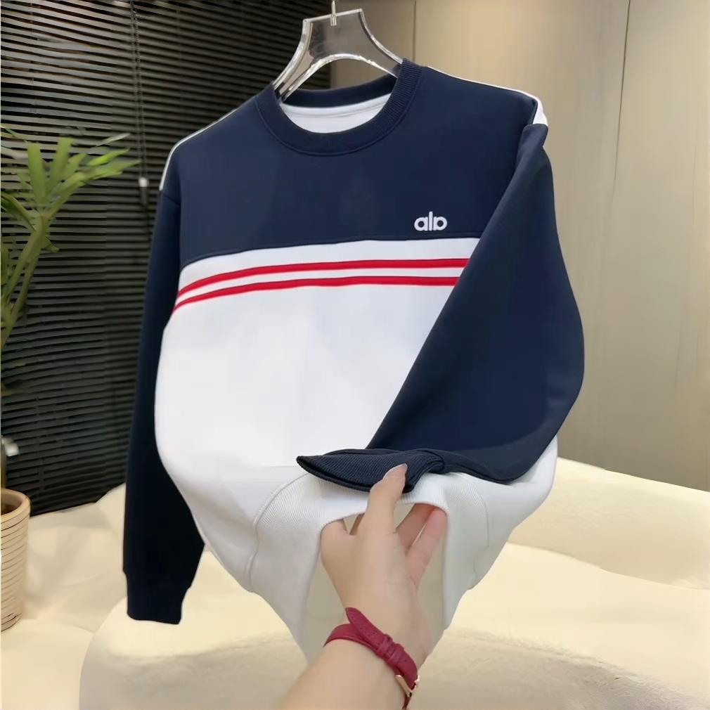 秋季新款撞色拼接刺绣圆领卫衣男