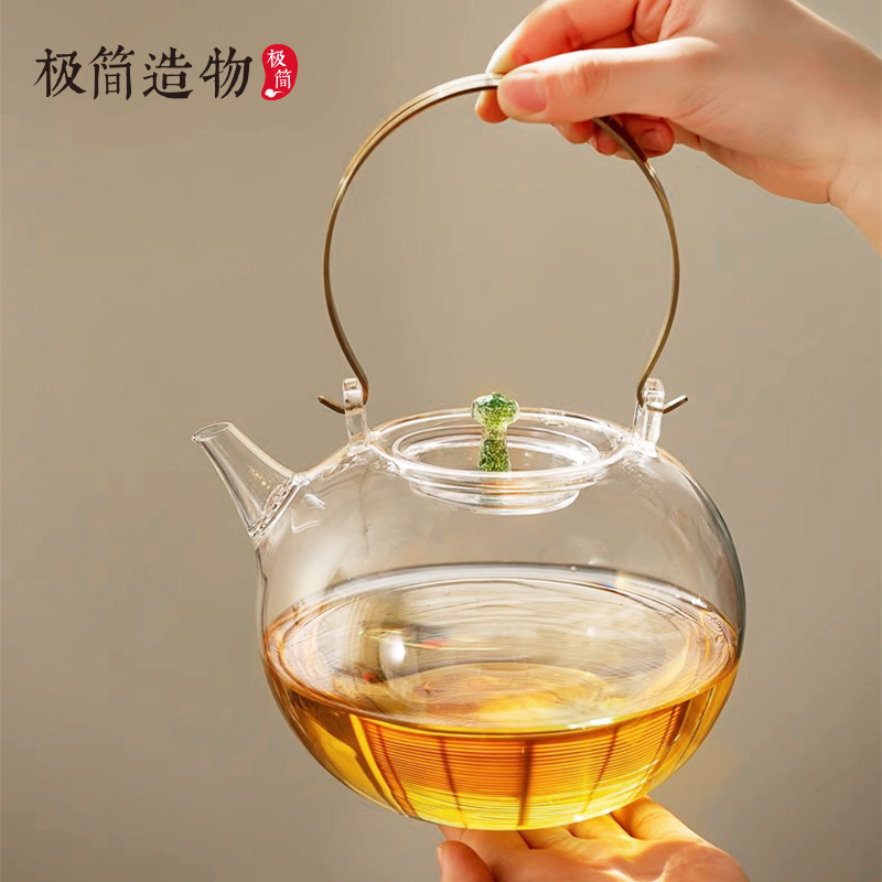 中式提梁耐热高硼硅大容量烧水壶