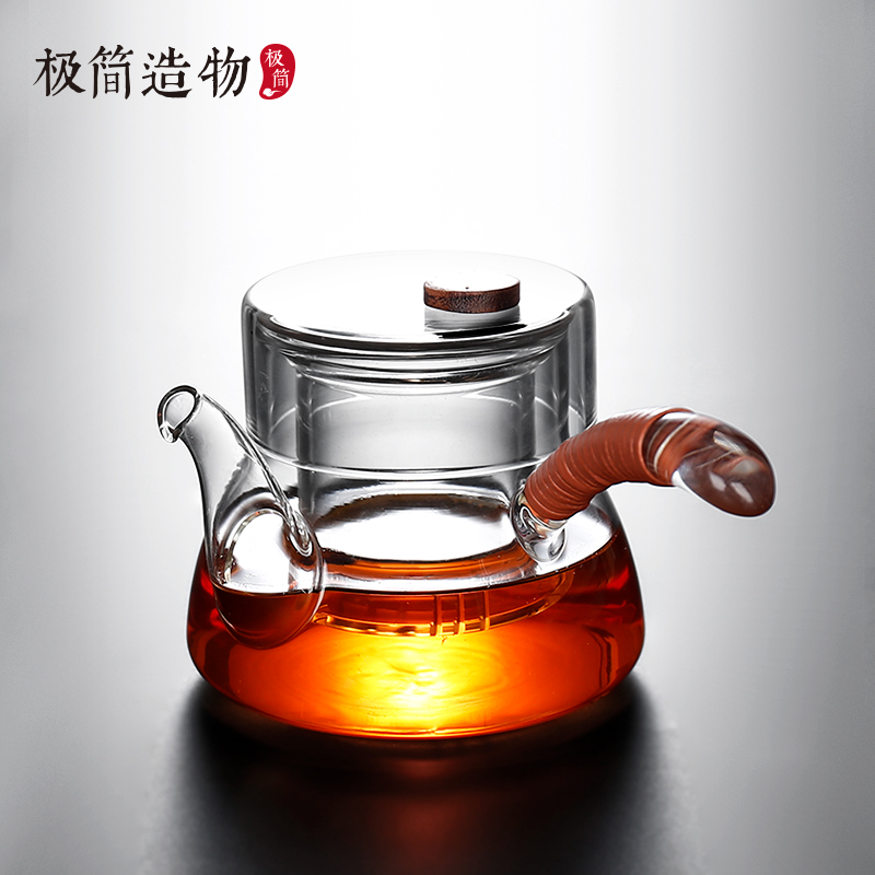 侧把玻璃茶壶家用带过滤泡茶器