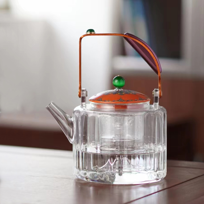 中式复古耐热玻璃提梁煮茶壶