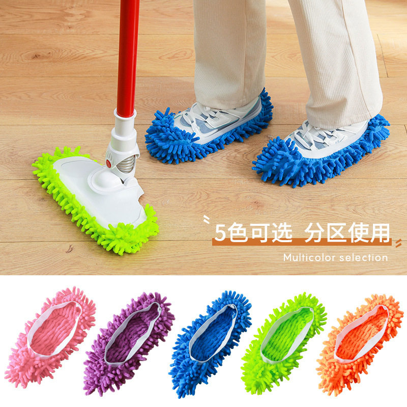 跨境雪尼尔擦地拖鞋家用地板加厚清洁拖把头吸水防尘重复使用鞋套